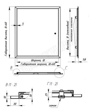 Люк сантехнический Утеплённый премиум, Сталь 200*1100 Люк сантехнический Утеплённый премиум, Сталь 200*1100